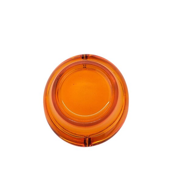 Vintage Viking Persimmon Glass Cadmium Amber Ashtray Tulip Orange MCM 6.5 inches - Picture 3 of 16